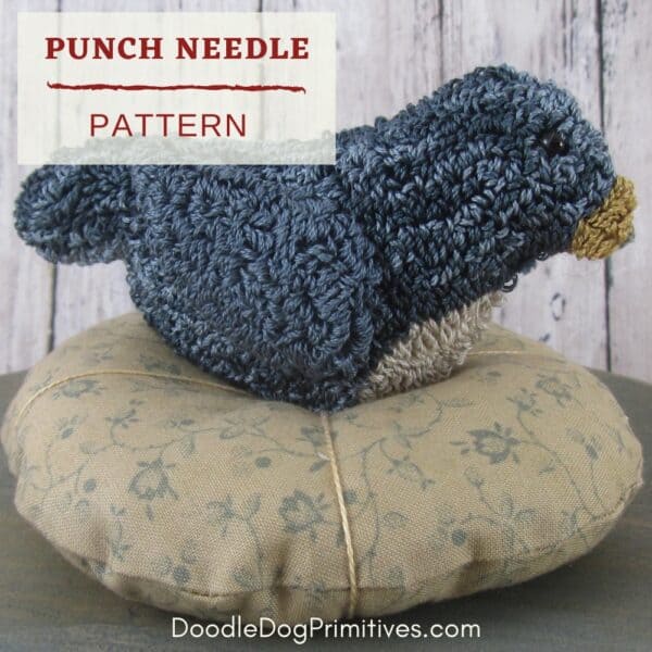 Punch Needle Nesting Bird Pin Cushion Pattern DoodleDog Primitives