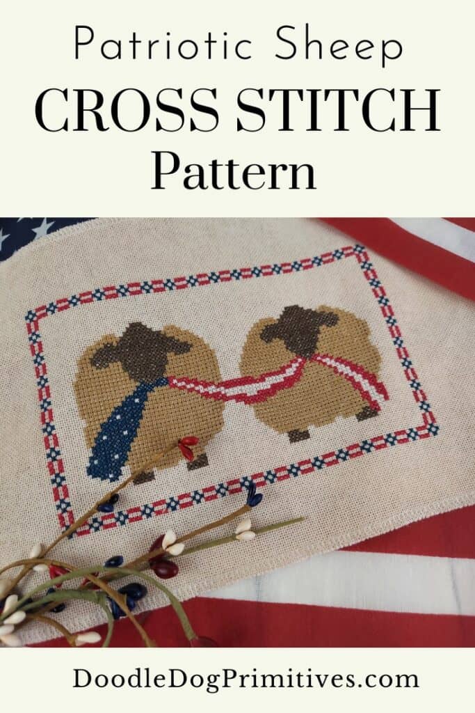 patriotic sheep cross stitch pattern - 1