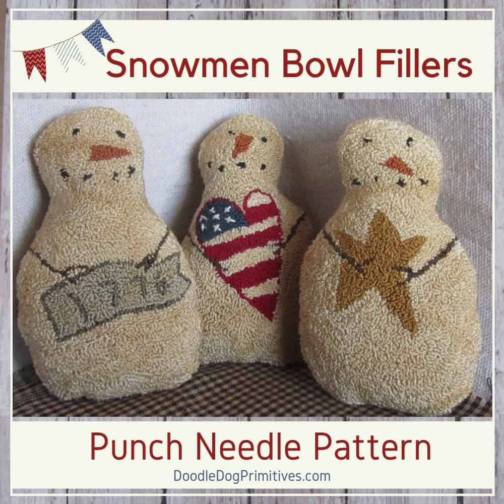 Patriotic Snowmen Punch Needle Pattern