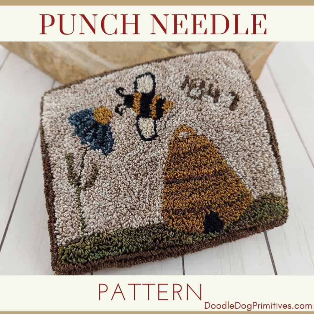 punch needle bee skep pattern 