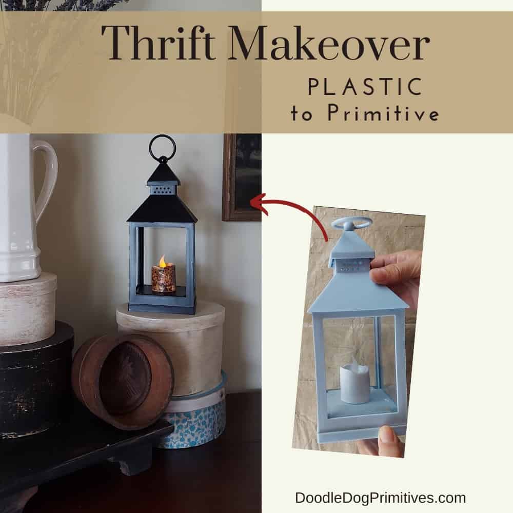 plastic to primitive - thrifted lantern