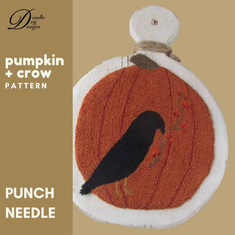 pumpkin and crow free punch needle pattern