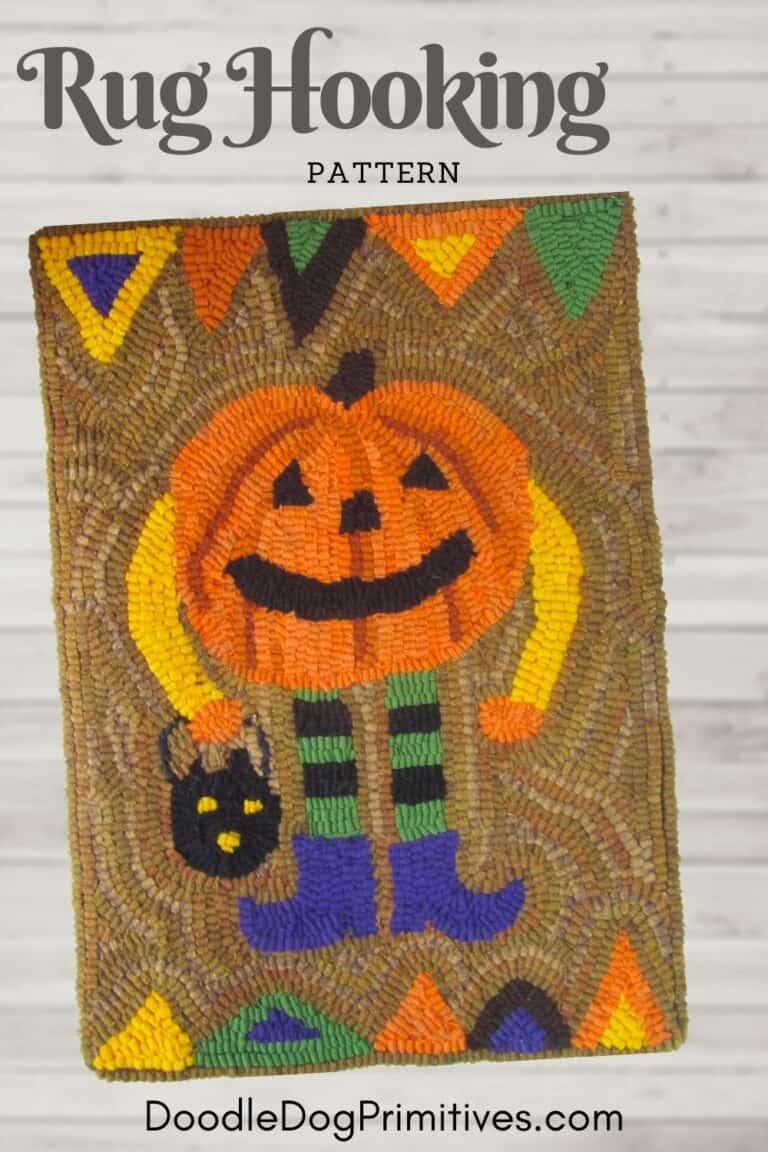 Pumpkin Man Rug Hooking Pattern - DoodleDog Designs Primitives