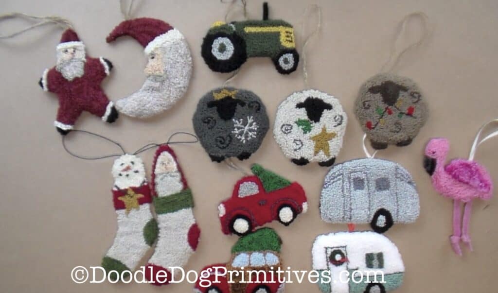 punch needle ornaments