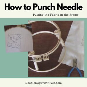 putting the fabric in the frame