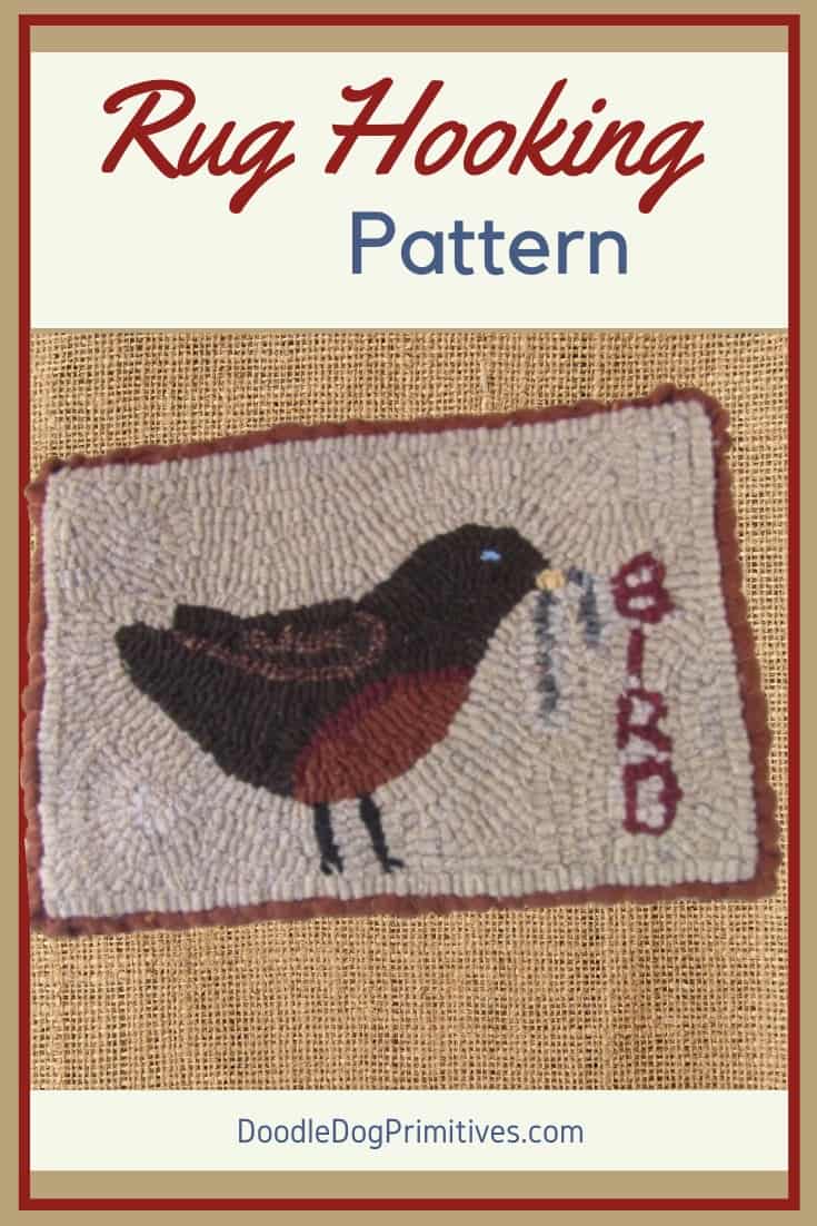 Robin Rug Hooking Pattern - DoodleDog Designs Primitives