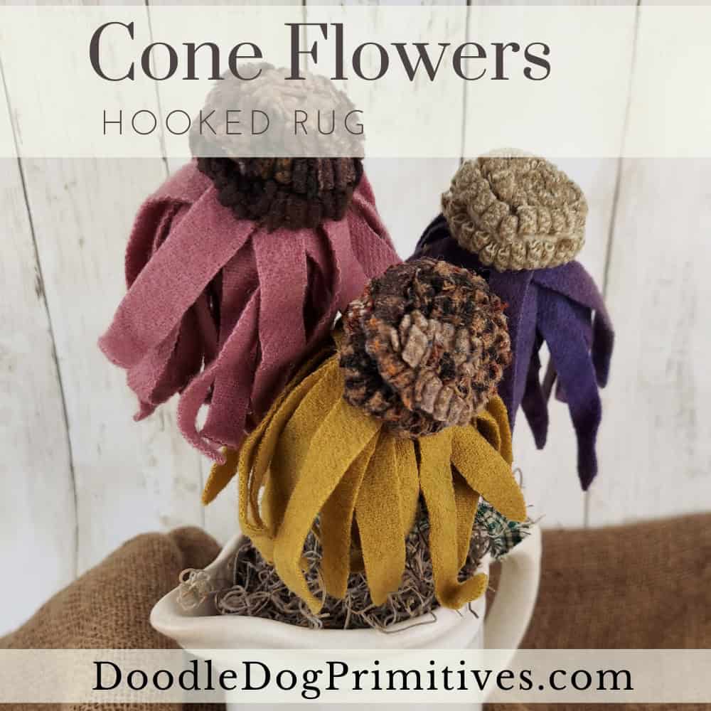 Hooked Rug Cone Flowers