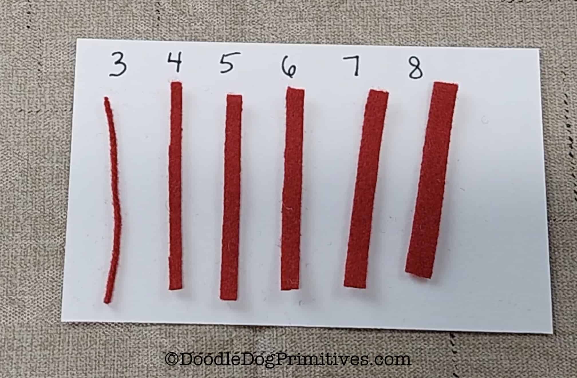 Rug Hooking Cut Sizes for Wool Strips DoodleDog Designs Primitives