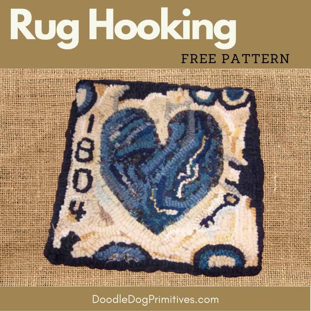 primitive rug hooking free heart pattern