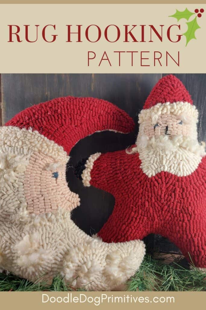 rug hooking santa pillows