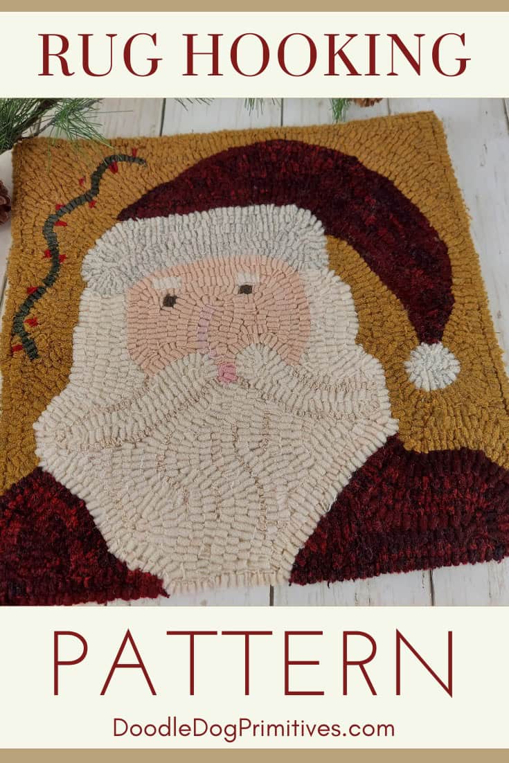 Christmas Santa Hooked Rug Pattern - DoodleDog Designs Primitives