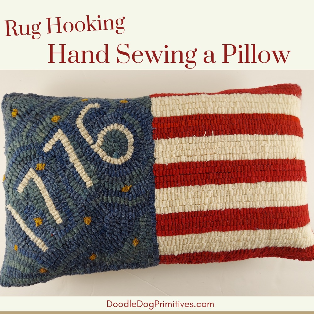 sew a hooked rug pillow 