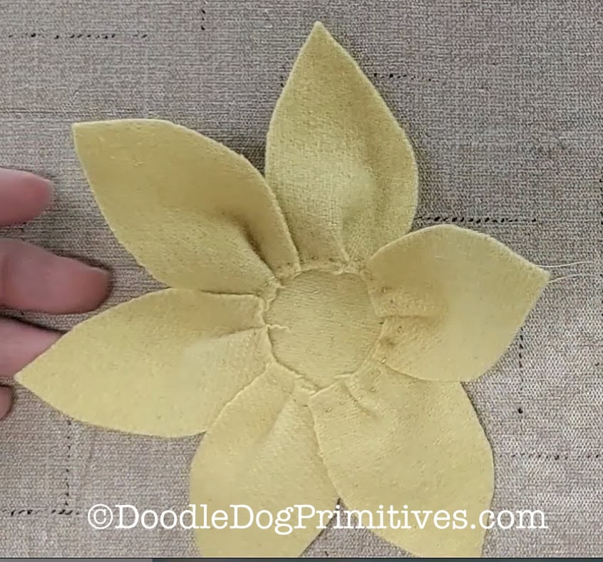 sew petals on circle