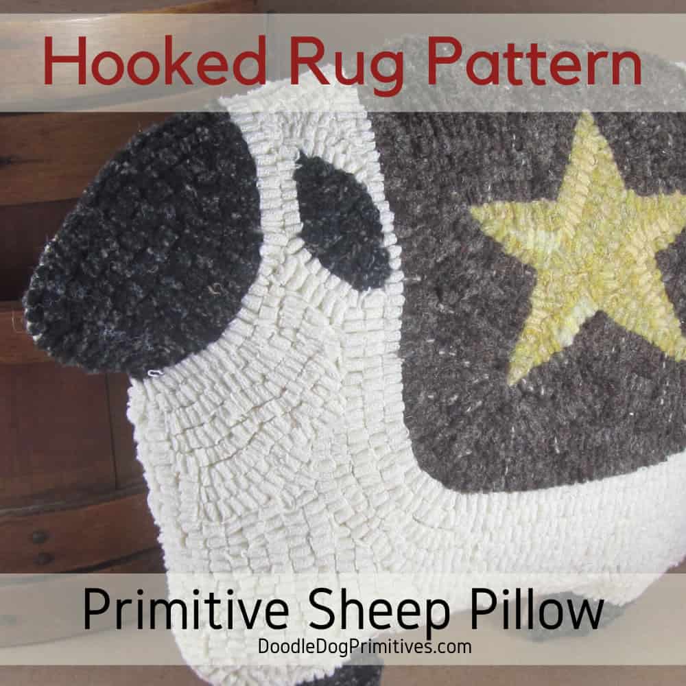 Hooked Rug Sheep pillow pattern