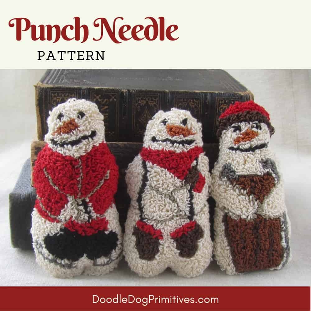 Snowmen punch needle pattern