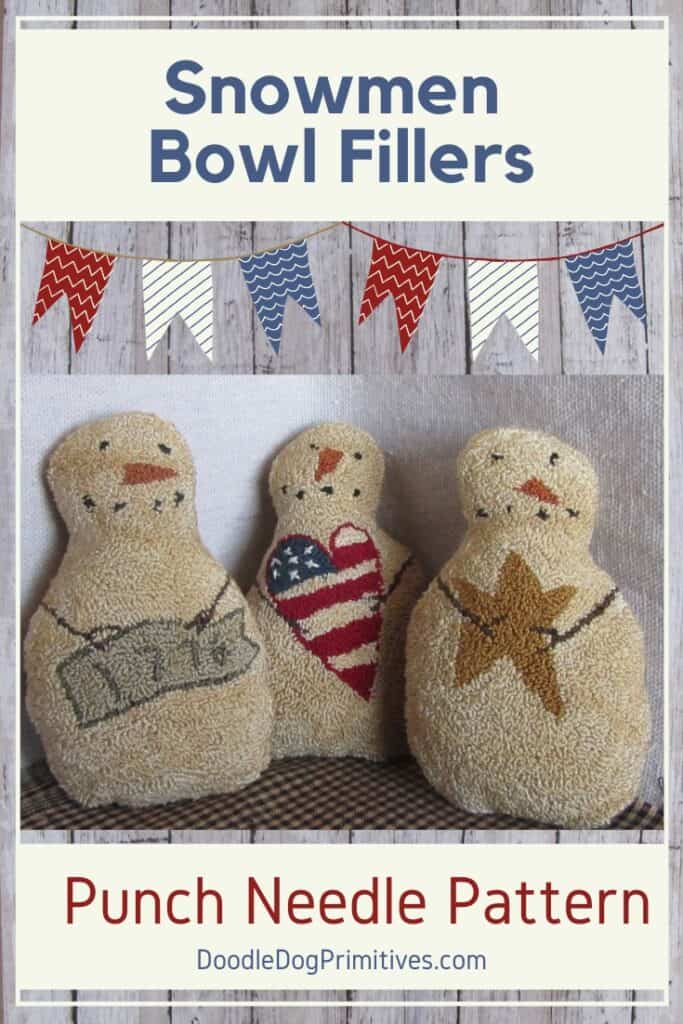 Patriotic Snowmen Punch Needle Pattern