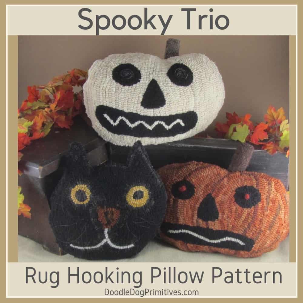 Halloween hooked rug pillows