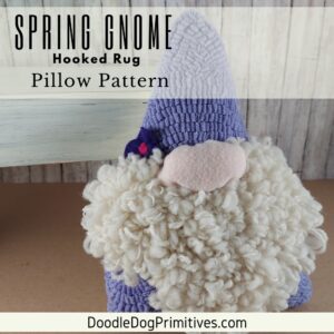 spring gnome hooked rug pillow pattern