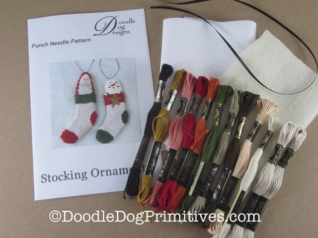 Stocking ornament punch needle kit