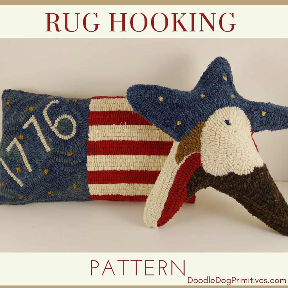 summer patriotic rug hooking pillow pattern