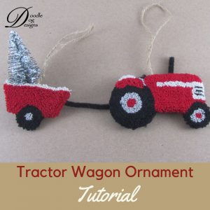 Free Punch needle Pattern - tractor wagon ornament