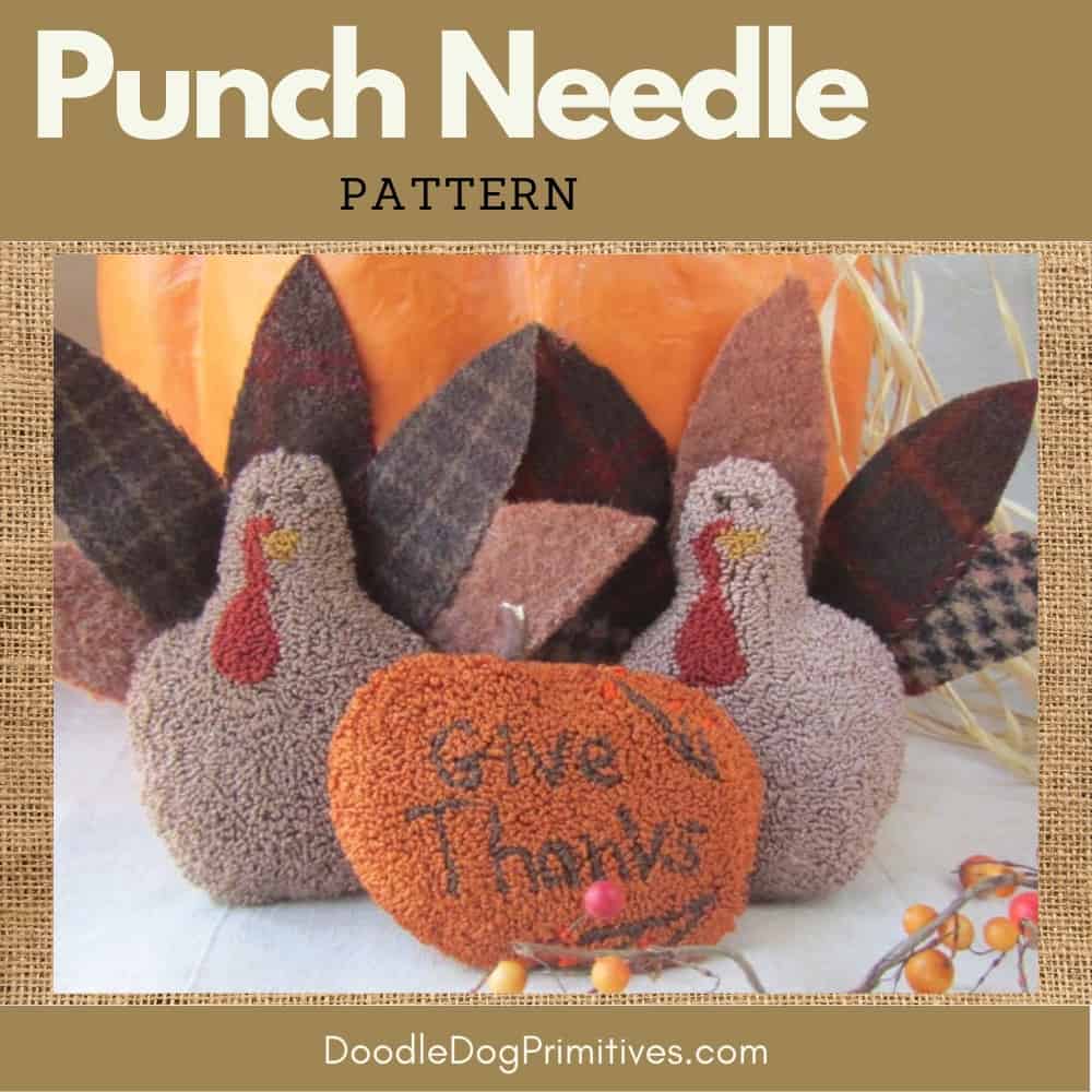 Turkeys punch needle pattern