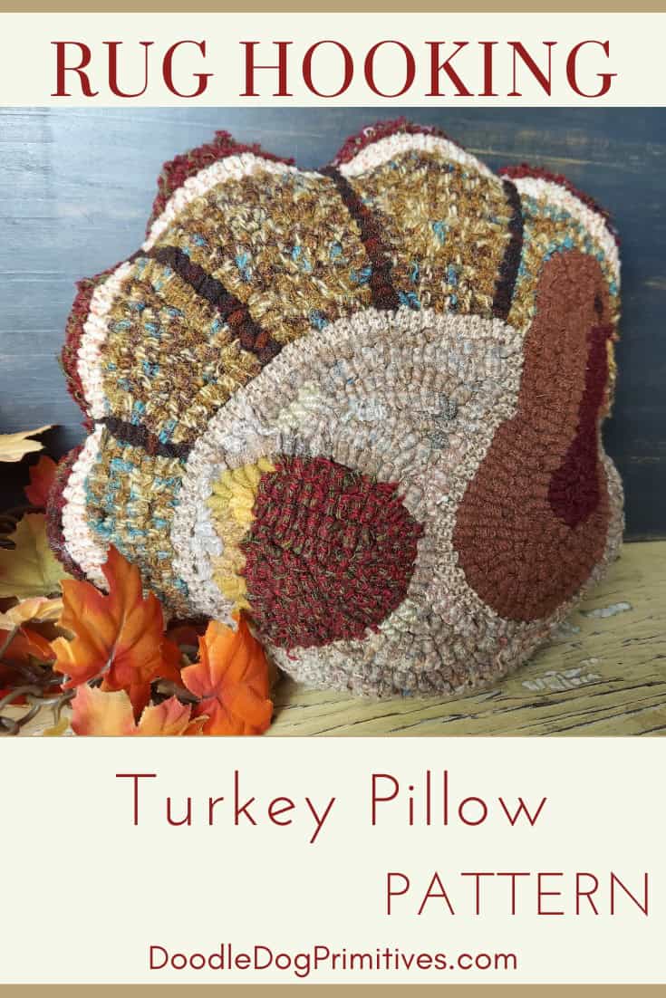 Turkey Hook Rug Prim Turkey Pillow Hooked Rug Pattern - DoodleDog Designs Primitives