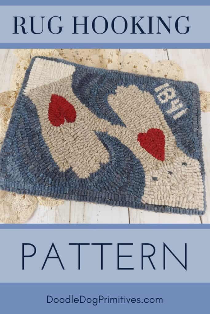 two hearts rug hooking pat