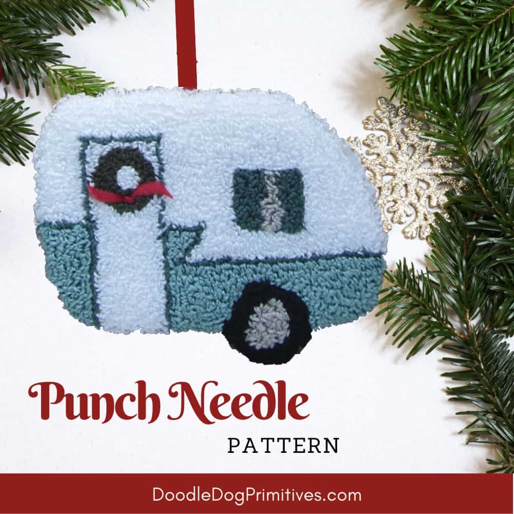 vintage camper punch needle ornament