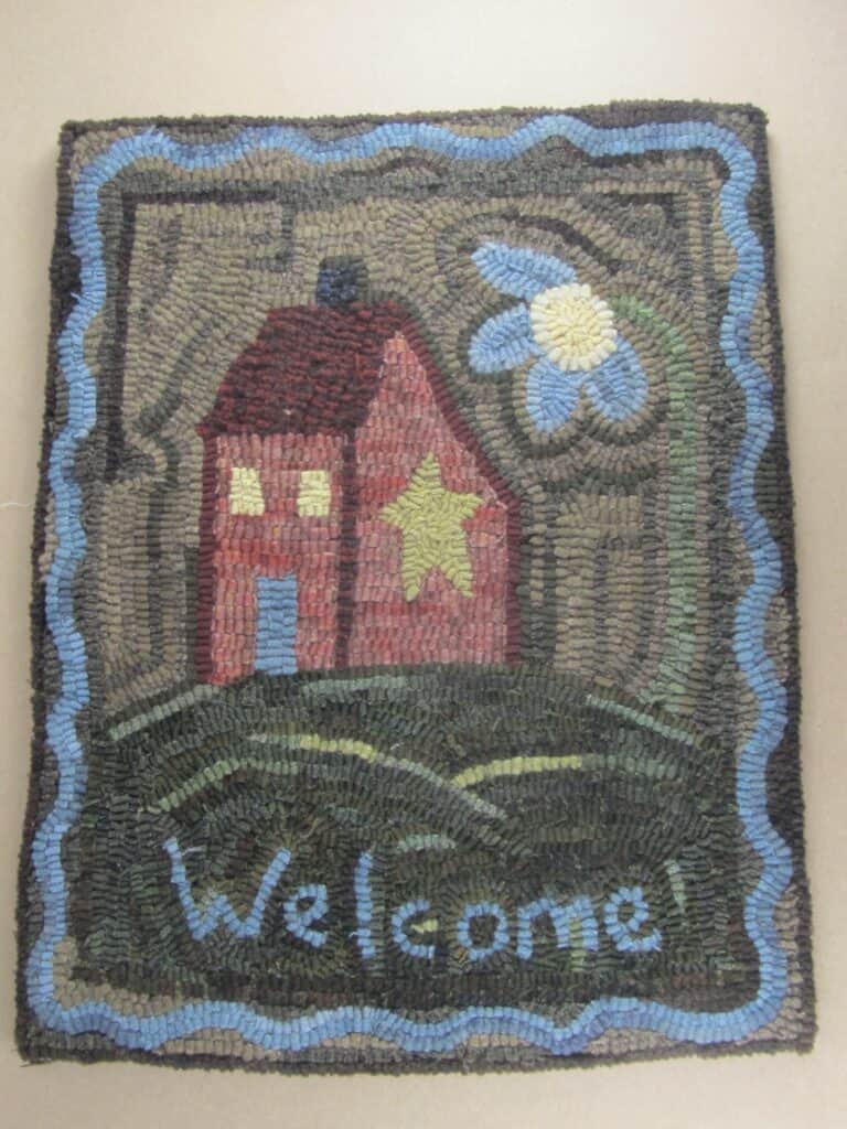 hooked rug welcome home