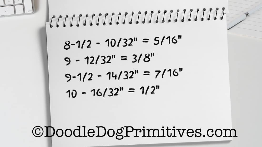 Rug Hooking Cut Sizes for Wool Strips DoodleDog Designs Primitives