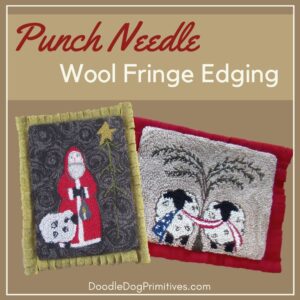 add wool fringe to edge of punch needle project