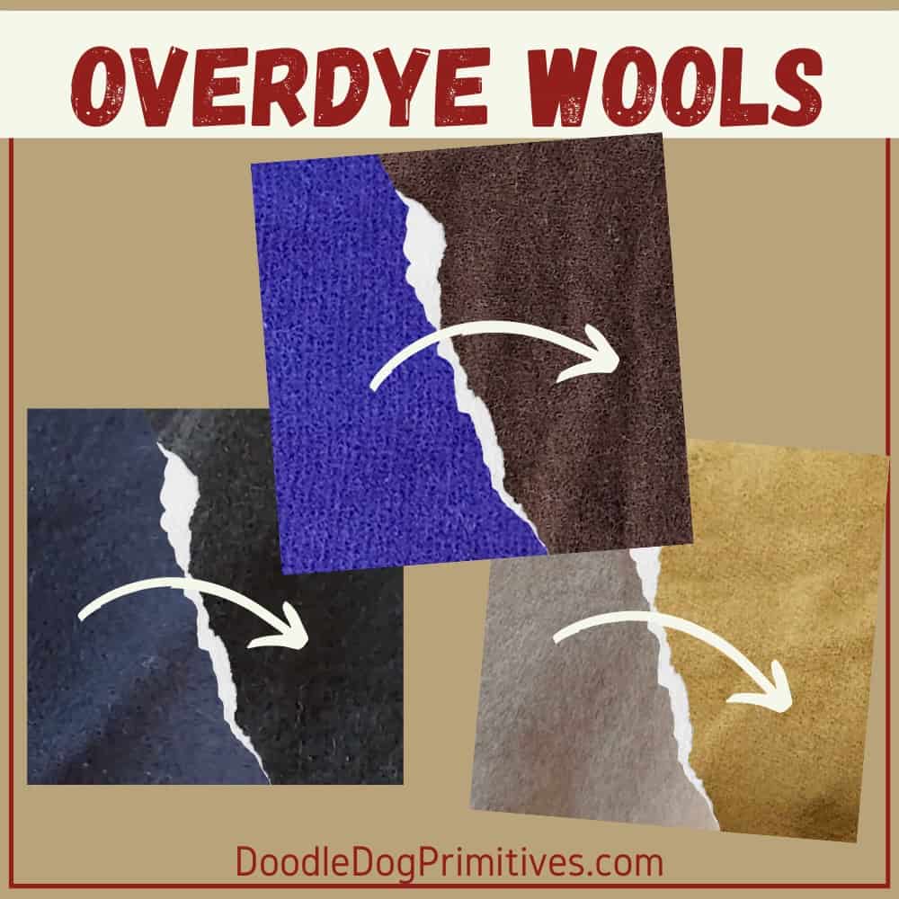 Overdying wools for rug hooking